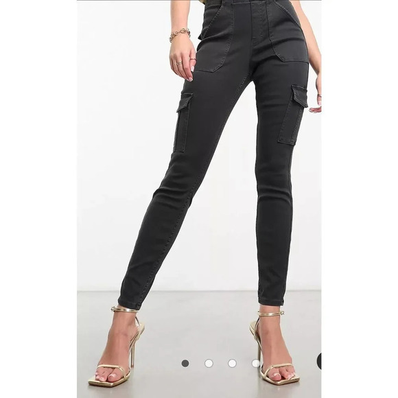Spanx high waisted cargo pant in washed blac - Picture 1 of 8